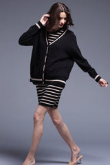 Minnierose - Oversized Cardigan with Tipping - BLKBRWSU