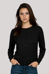 Minnierose - Sparkle Cashmere Crew Neck Cardigan - BLACK