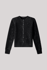 Minnierose - Sparkle Cashmere Crew Neck Cardigan - BLACK