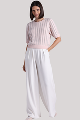 Minnierose - Sparkle Short Sleeve Crew With Pointelle - LOTUS