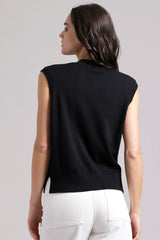 Minnierose - Supima Cotton Cashmere Button Front Vest - BLACK