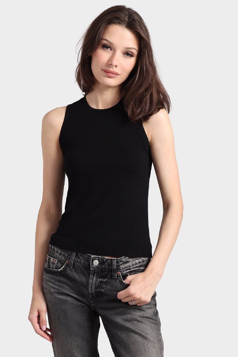 Minnierose - Viscose Crew Tank - BLACK