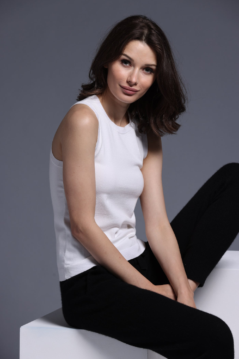 Minnierose - Viscose Crew Tank - WHITE