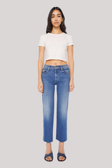 Mother - The Mid Rise Rambler Zip Ankle Fray - DUGOUTDO