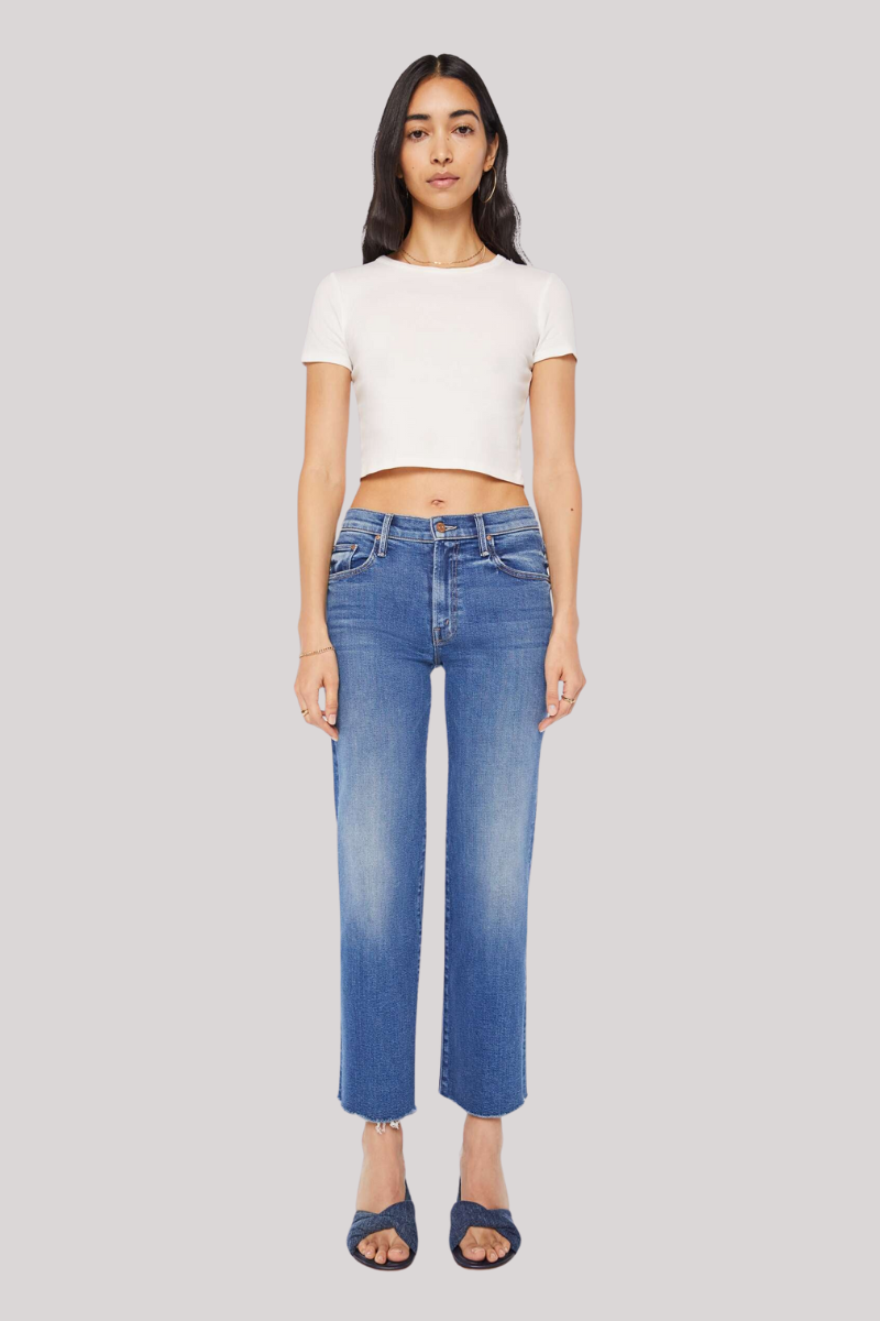 Mother - The Mid Rise Rambler Zip Ankle Fray - DUGOUTDO