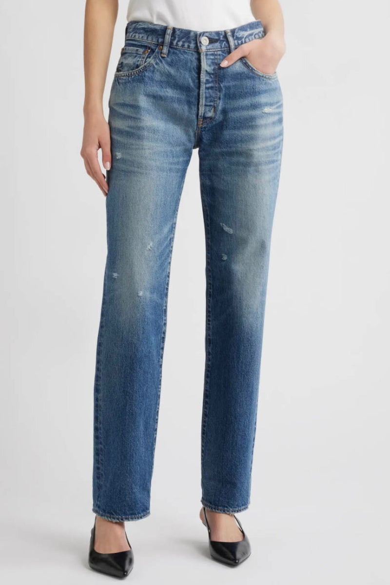 Moussy - Aquebogue High Waist Ankle Straight Leg Jeans - BLUE