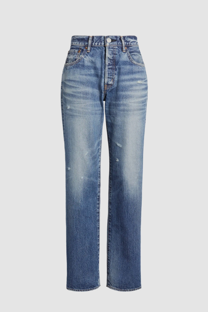 Moussy - Aquebogue High Waist Ankle Straight Leg Jeans - BLUE