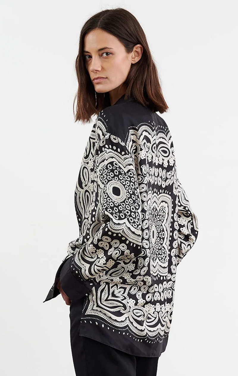 Nili Lotan - Alfie Printed Shirt - BLCKIVOR