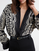 Nili Lotan - Alfie Printed Shirt - BLCKIVOR