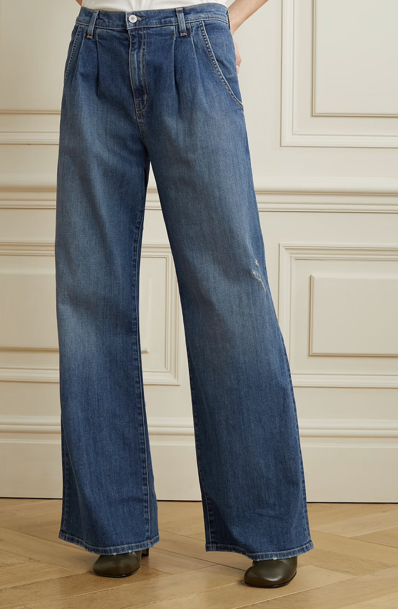 Nili Lotan - Flora Pleated High-Rise Wide-Leg Jeans - CLASSICW