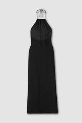 Nili Lotan - Lelia Open-Back Linen-Voile Halterneck Maxi Dress - BLACK
