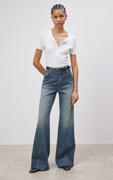 Nili Lotan - Nadege Distressed Wide Leg Jeans - CLASSICW