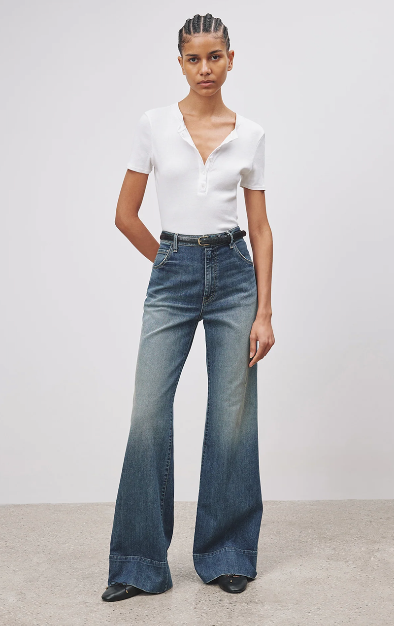 Nili Lotan - Nadege Distressed Wide Leg Jeans - CLASSICW