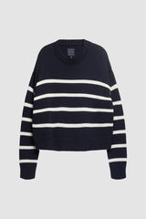Not Monday - Celeste Crewneck Striped Pullover - NAVYIVOR