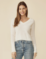 One Grey Day - Blakely Vee Neck Sweater - IVORY