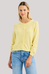 One Grey Day - Cara Shrunken Cardigan - LEMON