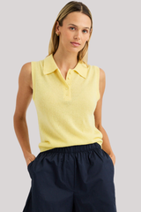 One Grey Day - Drew Sleeveless Polo - LEMON