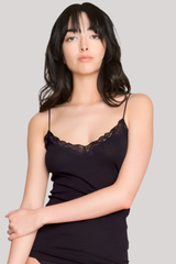 Only Hearts - Lace Trimmed Cami - BLACK