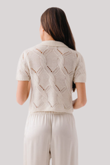 Sablyn - Cadence Shrunken Cable Cashmere Polo - GARDENIA