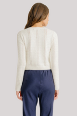 Sablyn - Charlotte Slim Crewneck Cardigan - GARDENIA