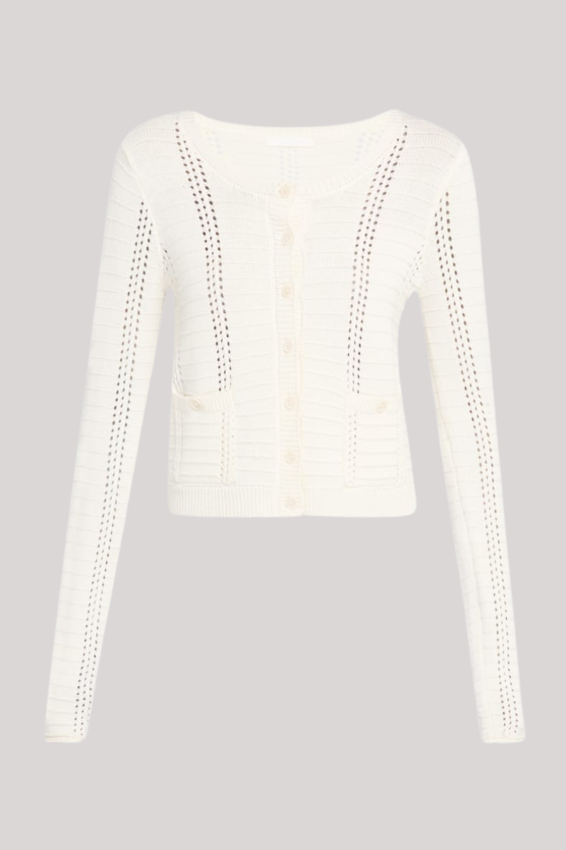 Sablyn - Charlotte Slim Crewneck Cardigan - GARDENIA