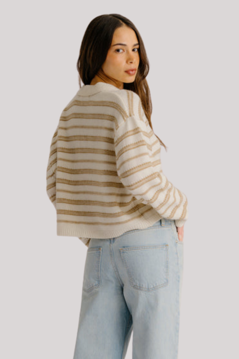 Sablyn - Elsie Relaxed Striped Cashmere Polo - GARCAMEL