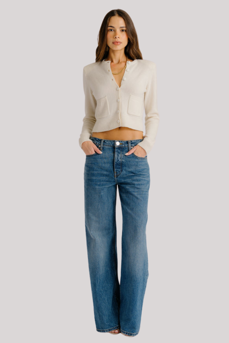 Sablyn - Emilia Shoulder Pad Cashmere Cardigan - GARDENIA