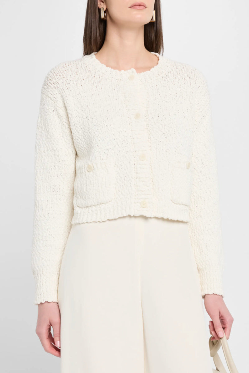 Sablyn - Helena Cropped Double-Pocket Cardigan - GARDENIA
