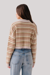 Sablyn - Maddie Long Sleeve Cashmere Cropped Stripe Polo - BUTTERCU