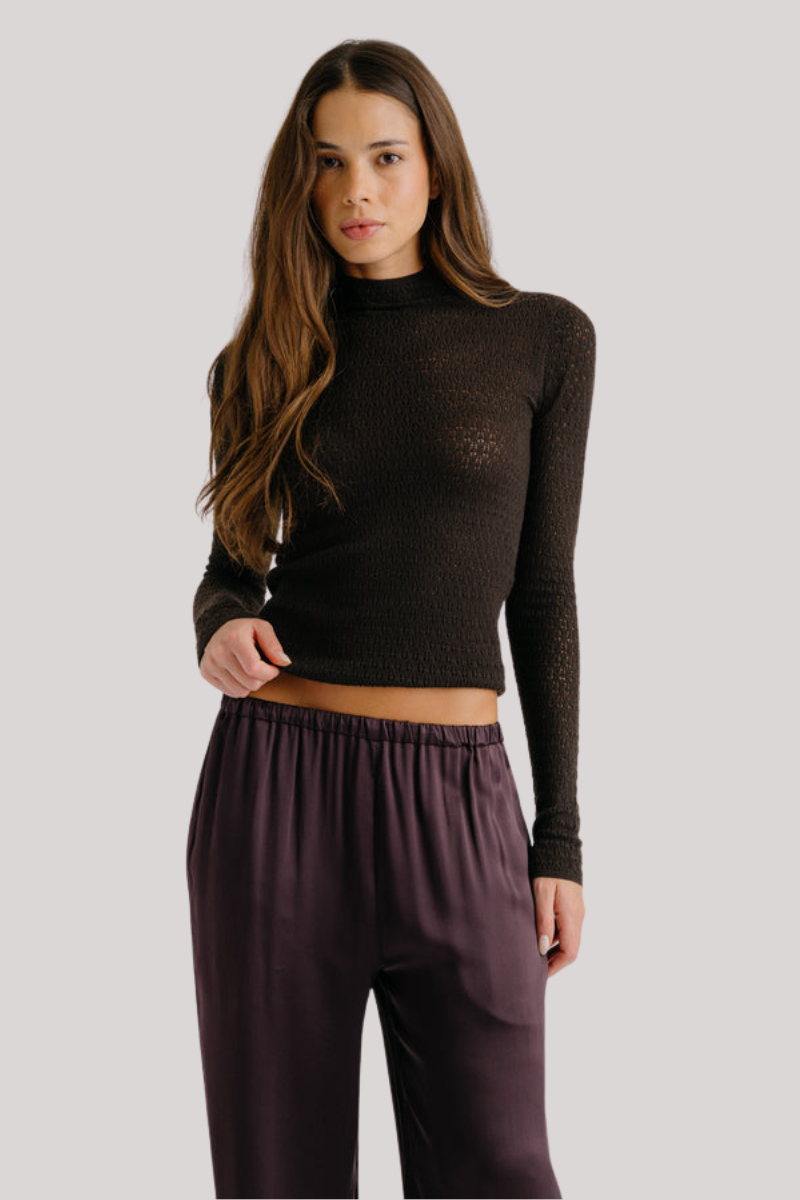 Sablyn - Marlo Lace-Like Fitted Mock Neck - OAKTREE