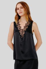 Sablyn - Mazzy V-Neck Lace Tank - BLACK