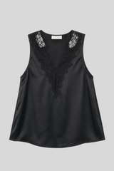 Sablyn - Mazzy V-Neck Lace Tank - BLACK