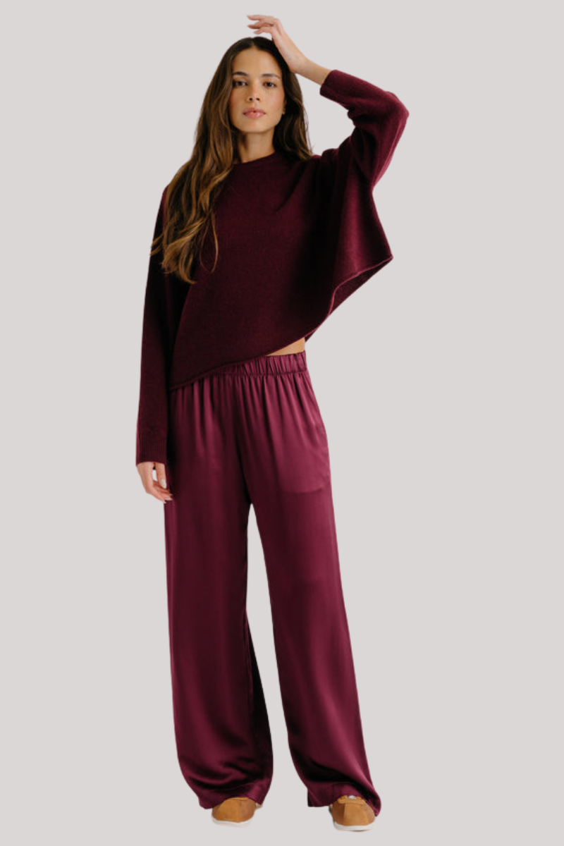 Sablyn - Riya Raglan Cashmere Crewneck  - BORDEAUX