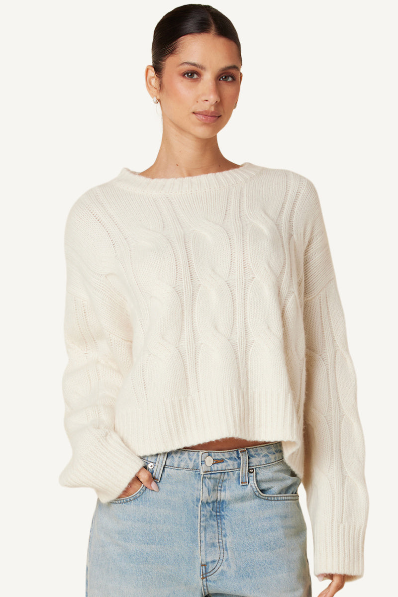 Sablyn - Tristan Cable Knit Sweater - GARDENIA