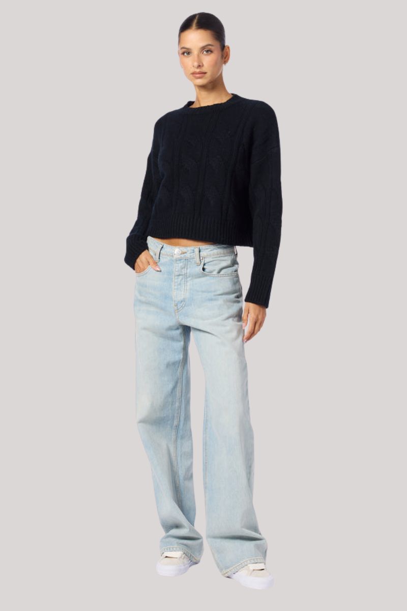 Sablyn - Tristan Cashmere Cable Knit Sweater Pullover - BLACK