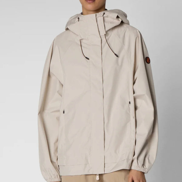 SAVE THE DUCK 中綿ジャケット RAINY BEIGE Women's Hooded Animal free Puffer Jacket Ines in Rainy Beige