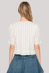 Sea Ny - Alberte Solid Bubble Sleeve Blouse - WHITE