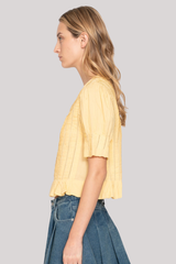Sea Ny - Alberte Solid Bubble Sleeve Blouse - YELLOW