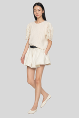 Sea Ny - Alina Lace Combo Sleeve Sweater - CREAM