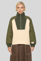 Sea Ny - Allen Cable Half Zip Combo Pullover - ARMY