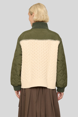 Sea Ny - Allen Cable Half Zip Combo Pullover - ARMY