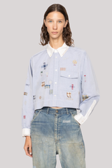 Sea Ny - Claira Emb Button Dow Shirt - BLUE