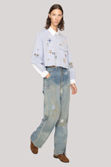 Sea Ny - Claira Emb Button Dow Shirt - BLUE