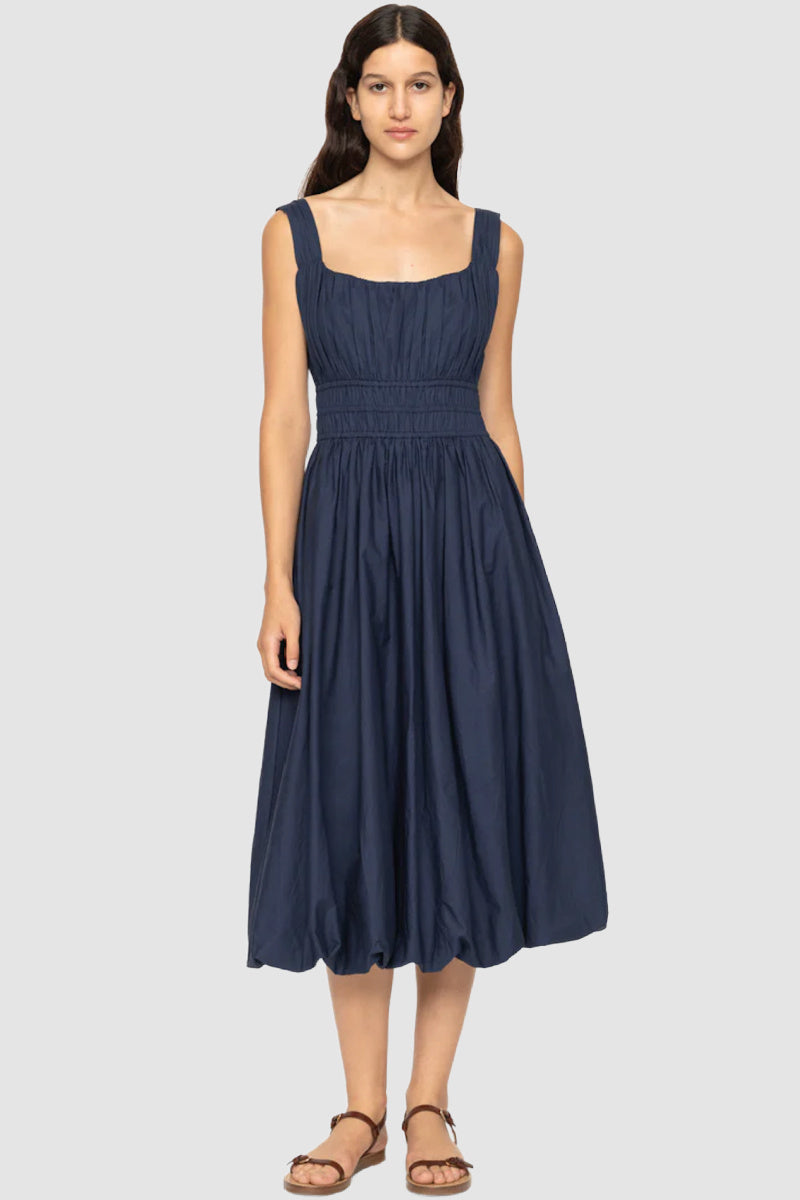 Sea Ny - Emmet Poplin Midi Bubble Dress - NAVY