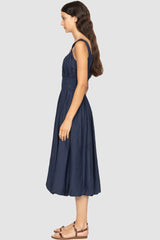 Sea Ny - Emmet Poplin Midi Bubble Dress - NAVY