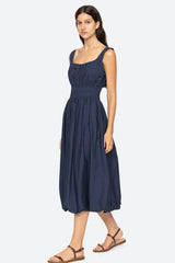 Sea Ny - Emmet Poplin Midi Bubble Dress - NAVY