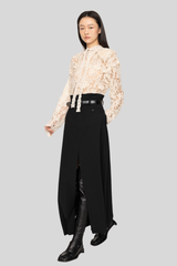 Sea Ny - Kirra Lace Long Sleeve Tie Neck Top - CREAM