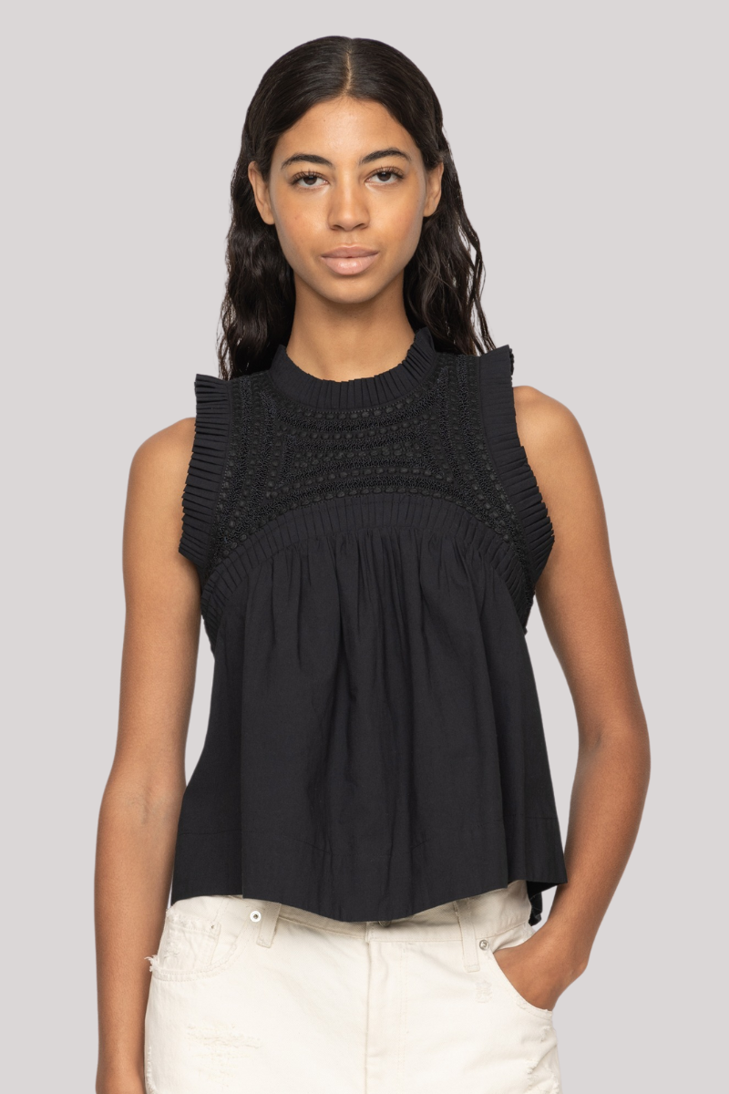 Sea Ny - Larissa Embroidery Tank Top - BLACK