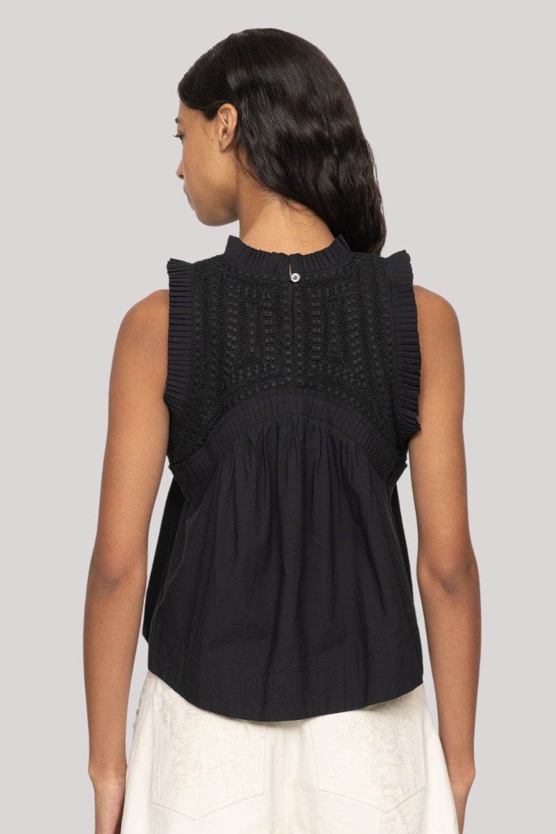 Sea Ny - Larissa Embroidery Tank Top - BLACK