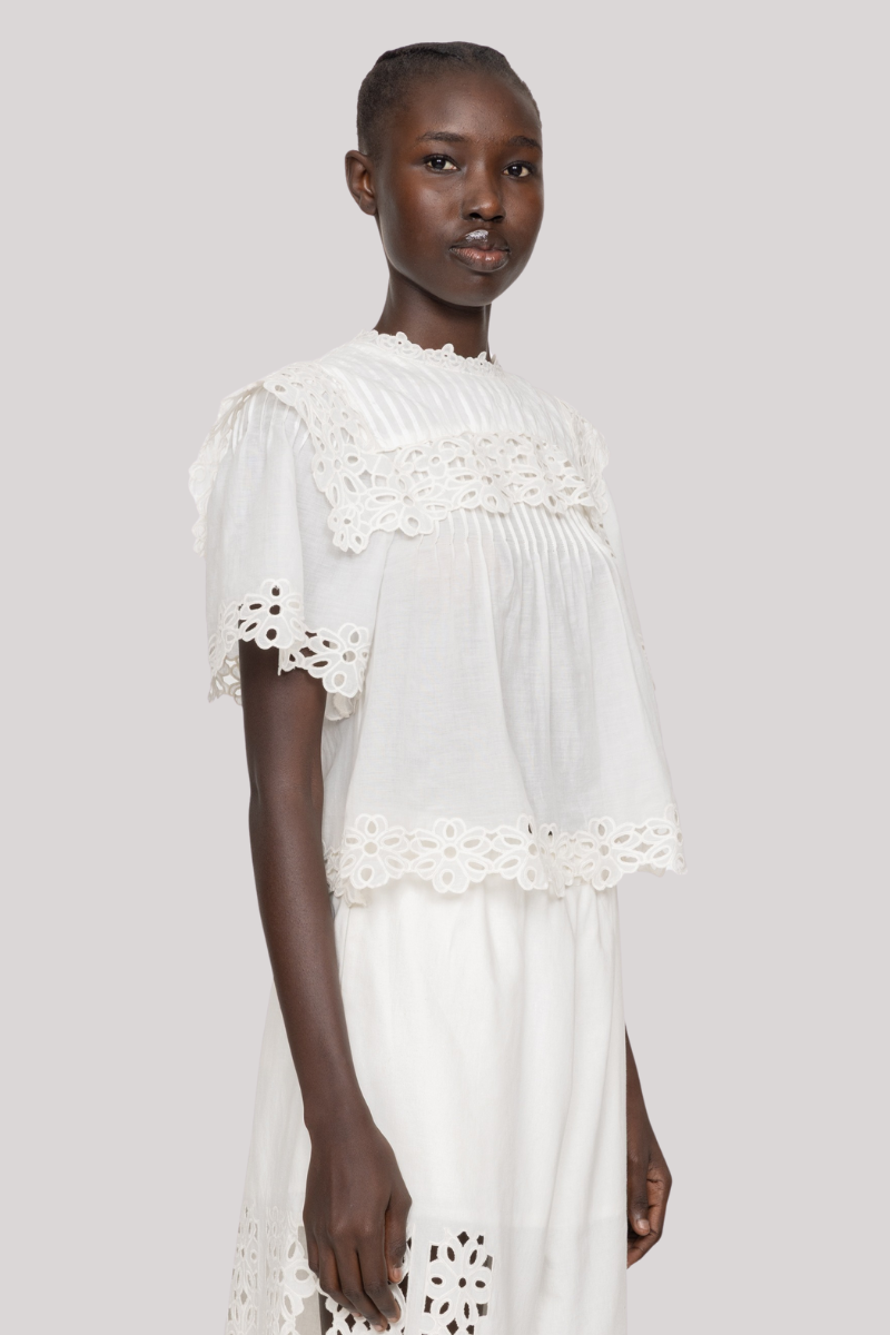 Sea Ny - Leila Eyelet Short Sleeve Top